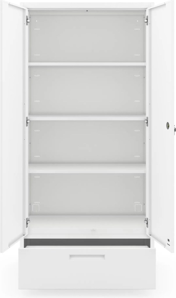 Szafa modułowa metalowa wielofunkcyjna z szufladą biała MEGAN 1850 x 900 x 400 mm
