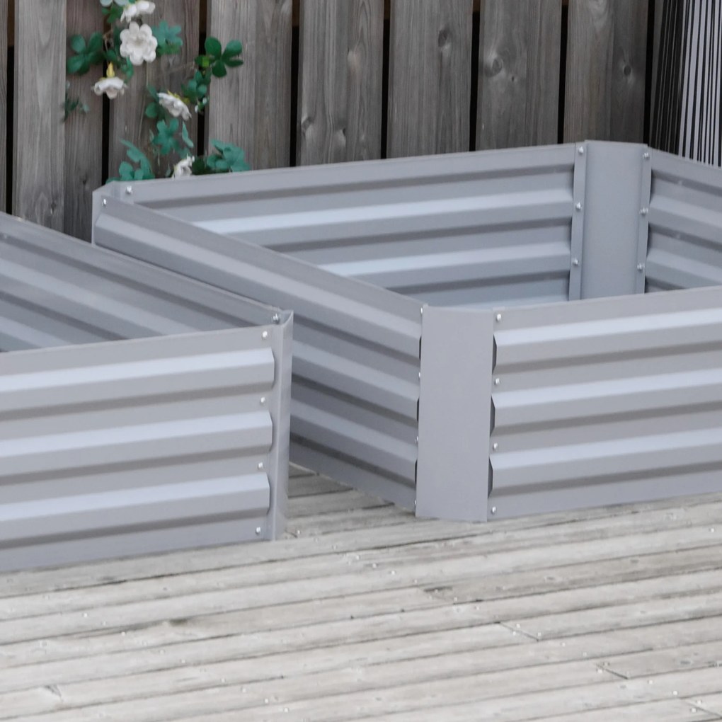 Outsunny Skrzynki na kwiaty 2 sztuki Stalowa rama Otwarte dno Szary 100x100x30cm Dekoracja ogrodu | Aosom PL