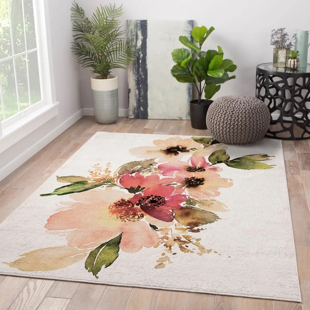 Biało-jasnoróżowy dywan odpowiedni do prania 80x140 cm – Oyo Concept
