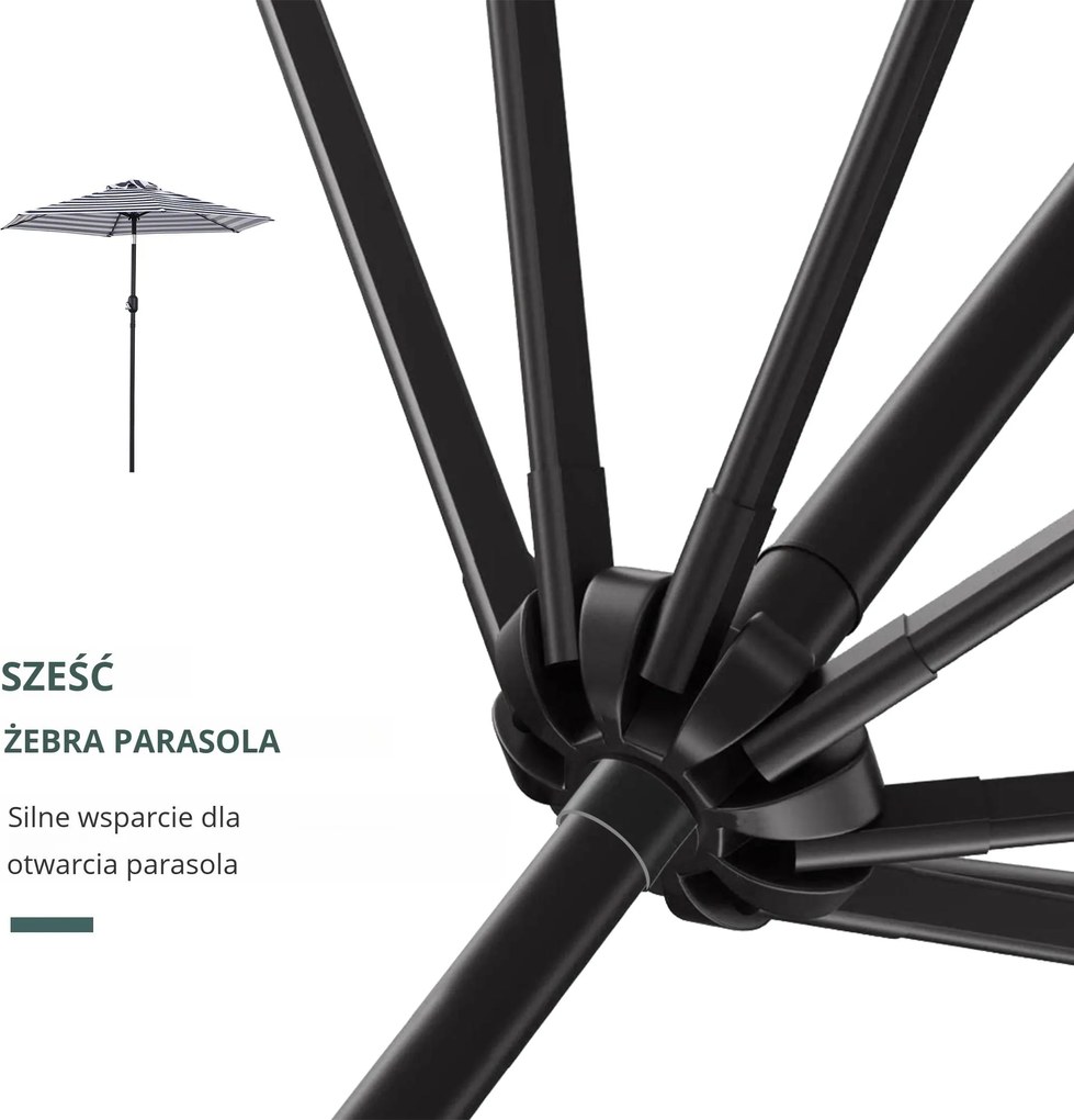 Outsunny Parasol Ogrodowy na Zewnątrz Niebieskie Paski Stal 23x216m Niebieski + Biały | Aosom PL