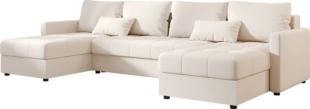 BEDANTE narożnik MOS U BIS Cosmic 10 beżowy z funkcją spania sofa w kształcie litery U z pojemnikiem na pościel