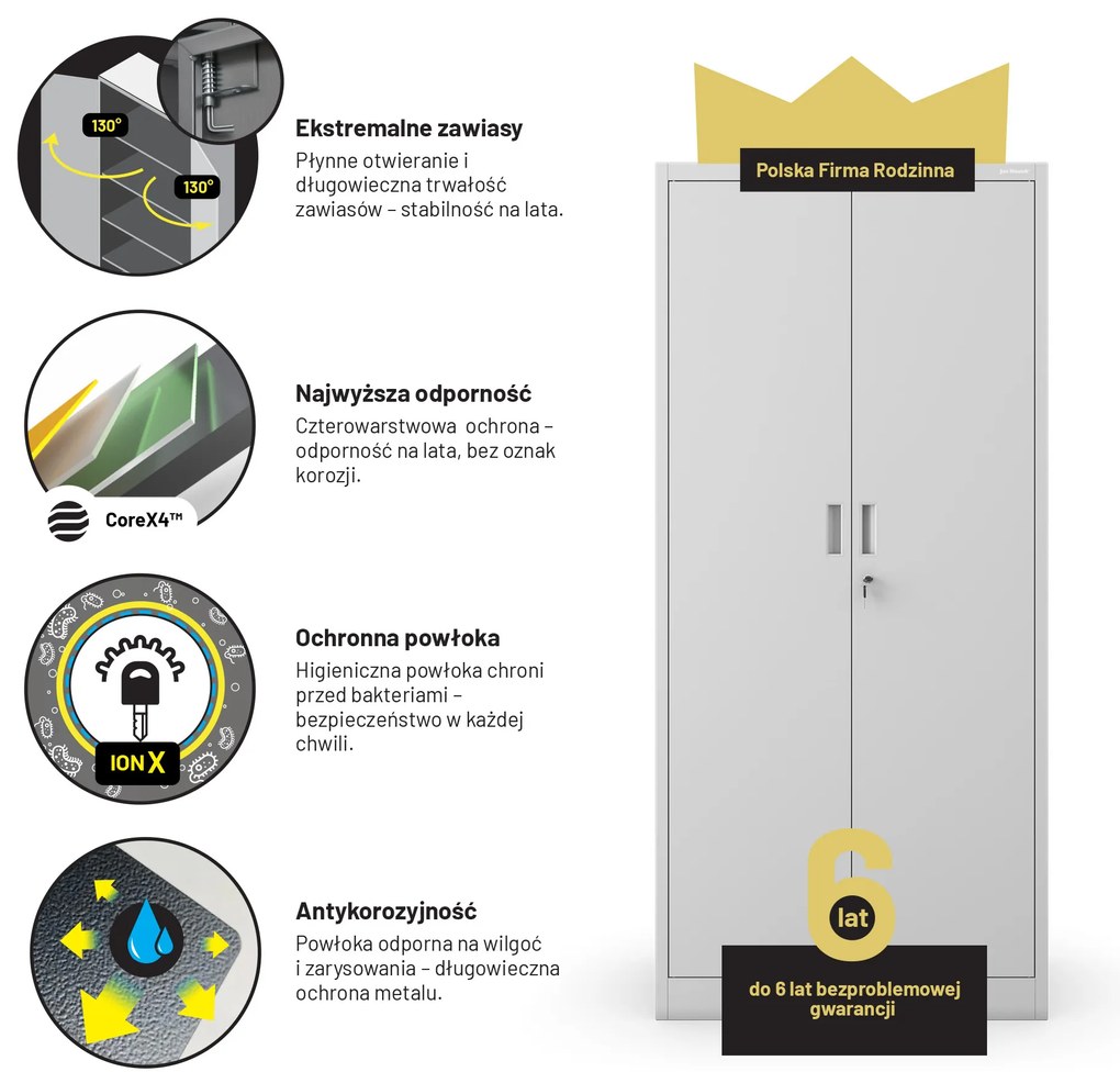 Szafa JAN Compact 1750 x 800 x 400 mm, szara