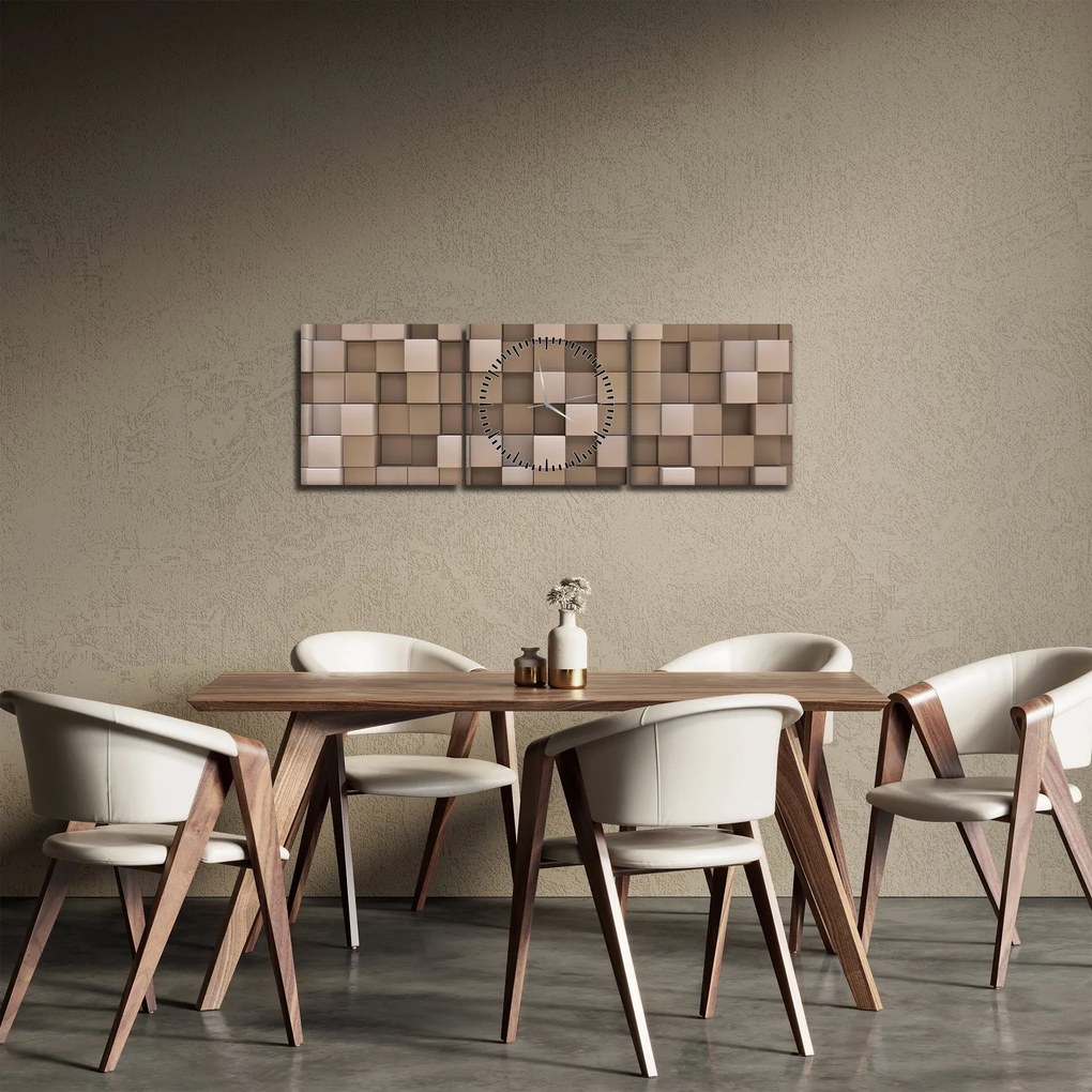 Obraz - Beżowe kostki (z zegarem) (90x30 cm)