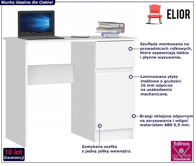 Białe małe biurko pod laptopa i drukarkę - Tomla