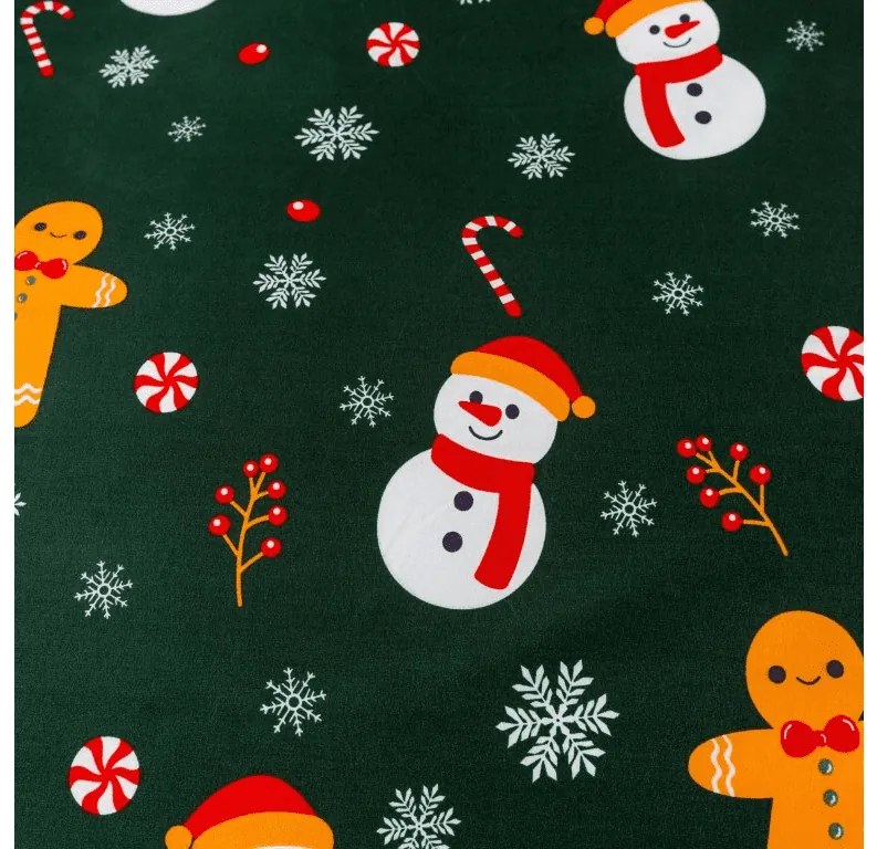 PrzytulneMieszkanie.pl PrzytulneMieszkanie.pl Prześcieradła z mikrofibry SNOWMAN AND GINGERBREAD w kolorze zielonym Rozmiar pościeli: 2 szt 70 x 90 cm | 200 x 220 cm