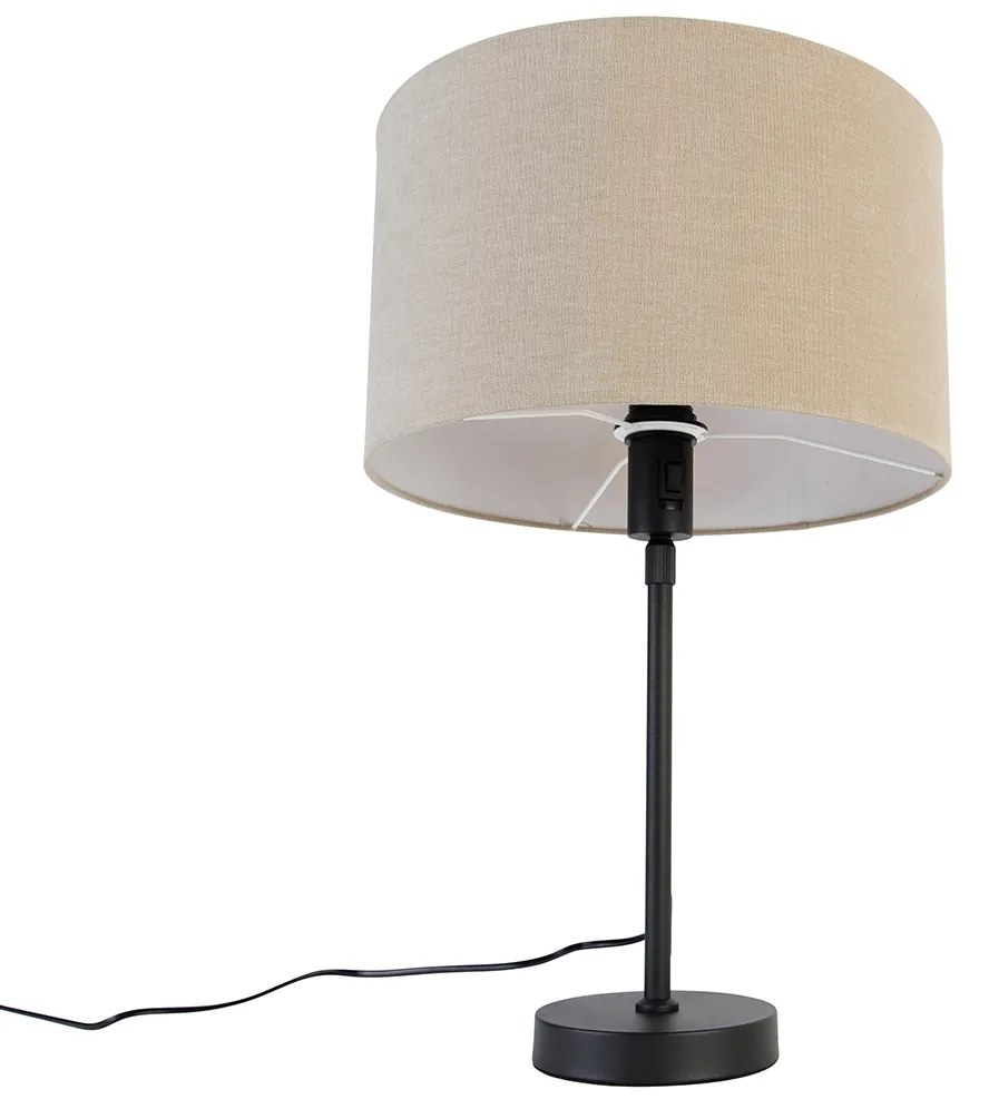 Lampa stołowa czarna regulowana z kloszem w kolorze jasnobrązowym 35 cm - ParteDesignerski Oswietlenie wewnetrzne