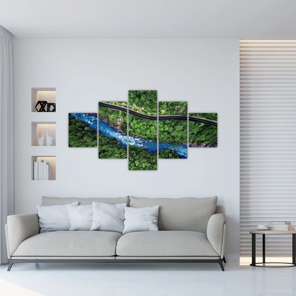 Obraz - Rzeka między górami, Kaukaz, Rosja (125x70 cm)