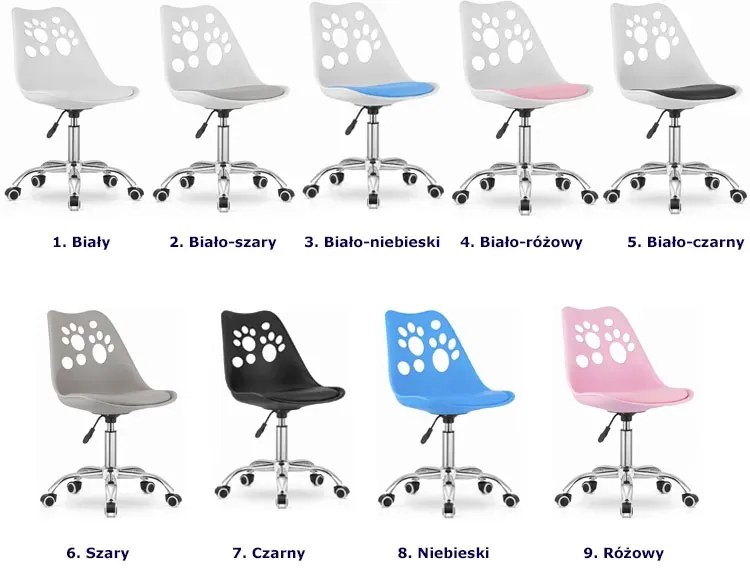 Ergonomiczny biało-czarny dziecięcy fotel K9-R35