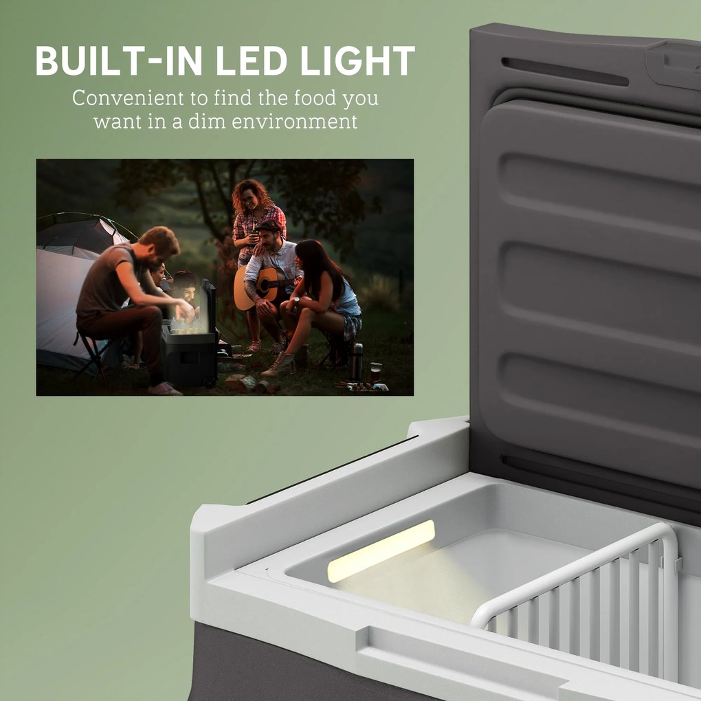 Outsunny 30 L Elektryczna Lodówka Kompresorowa z Trybem ECO i Funkcją LED, Czarna