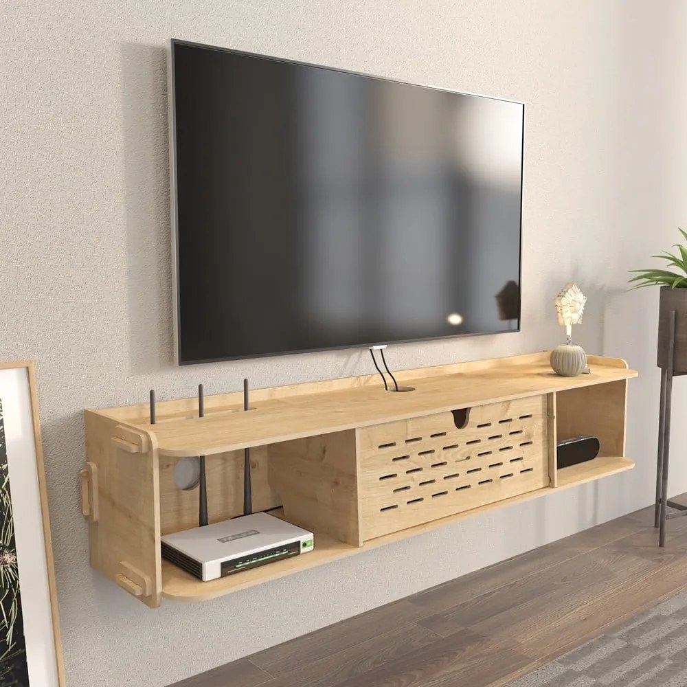 Szafka pod TV w dekorze dębu 116,5x19,5 cm Sima – Kalune Design