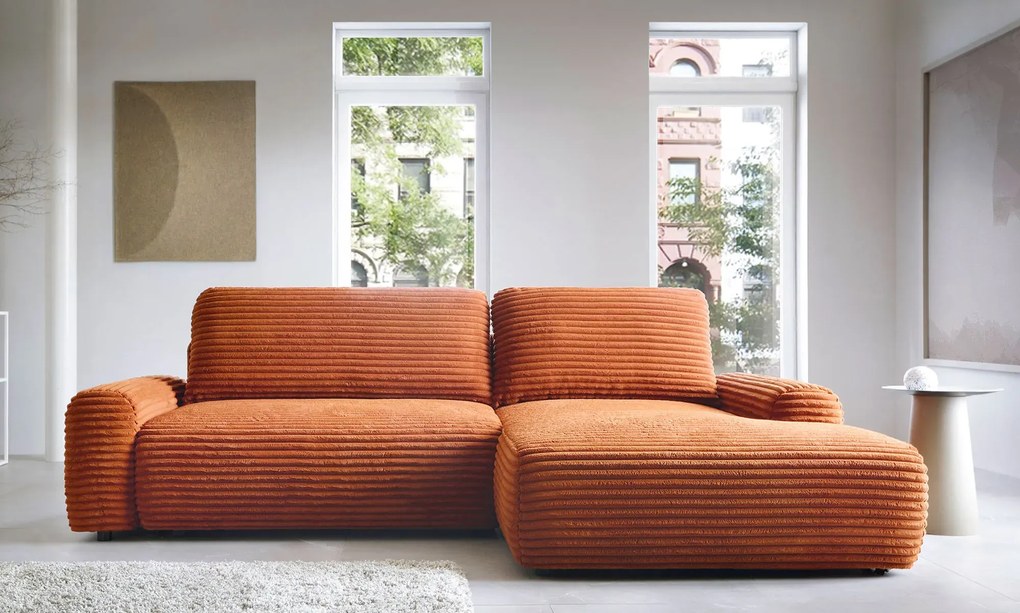 Ceglasty narożnik z funkcją spania i pojemnikiem E7-K07