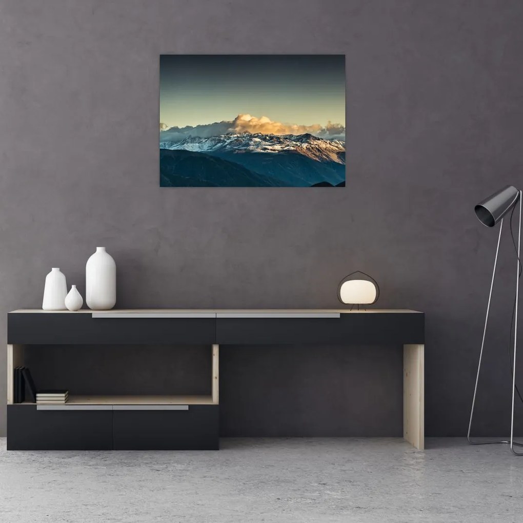 Obraz na szkle - szczyty górskie (70x50 cm)