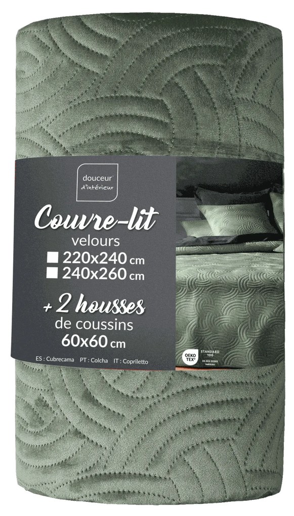 Welwetowy komplet pościeli SOLANGE, narzuta + 2 poszewki na poduszki