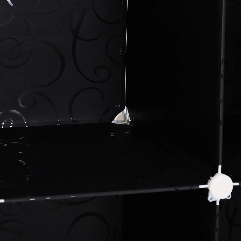 Homcom Szafa na Ubrania Garderoba Półki Wieszak 2+6 Kostek PP Czarny Biały Praktyczna 111x47x145cm | Aosom PL