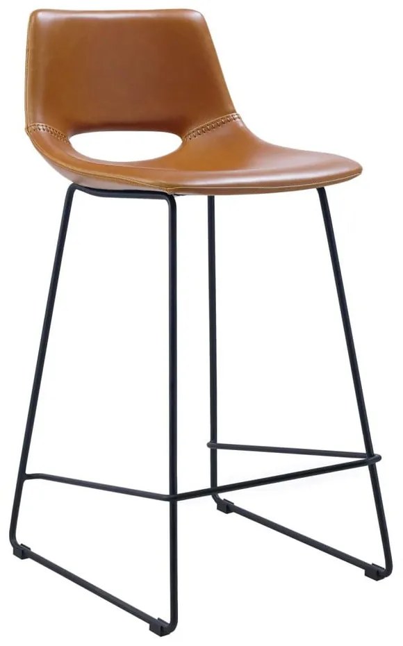 Koniakowy hoker z imitacji skóry (wysokość siedziska 65 cm) Zahara – Kave Home