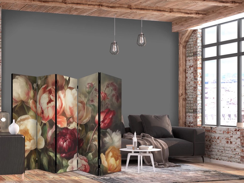 Parawan akustyczny Kwiaty 225x172 cm 5-częściowy wielokolorowy ARTGEIST B
