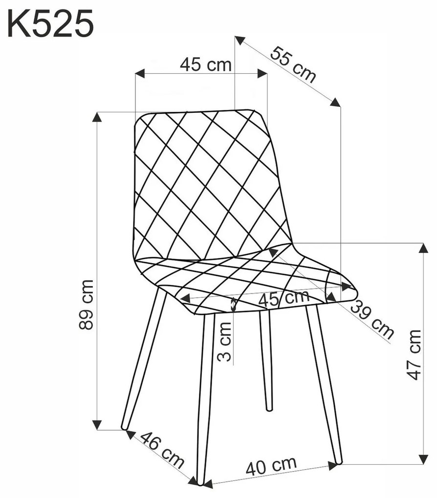 Czarne welurowe krzesło z oparciem na czarnych nogach K525