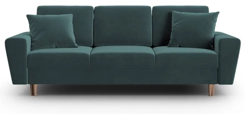 Morska aksamitna rozkładana/ze schowkiem sofa 235 cm Kyoto – Cosmopolitan Design
