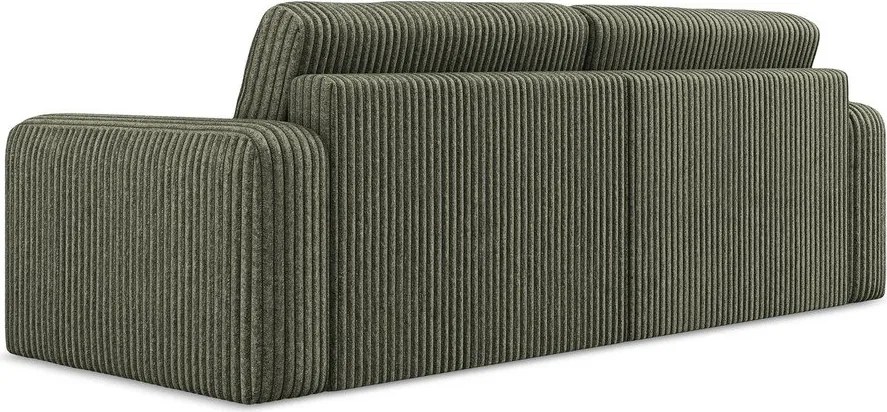 Zielona sztruksowa rozkładana/ze schowkiem sofa 252 cm Kona – Makamii