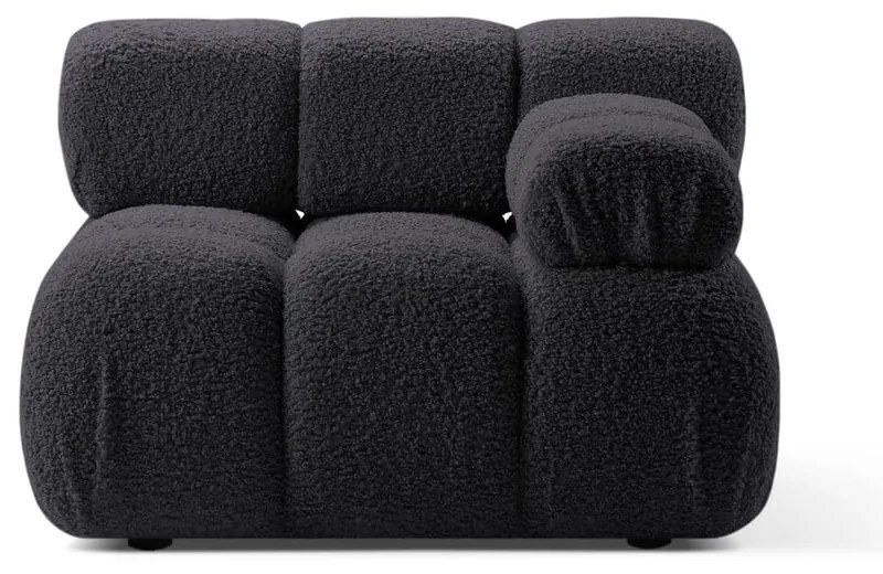 Antracytowy moduł sofy z materiału bouclé (prawostronny) Bellis – Micadoni Home