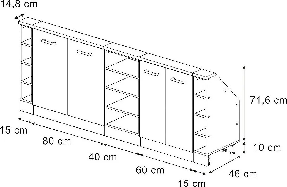 Szafka kuchenna na dach skośny niebiesko-szary 210x46x81.6 r-line