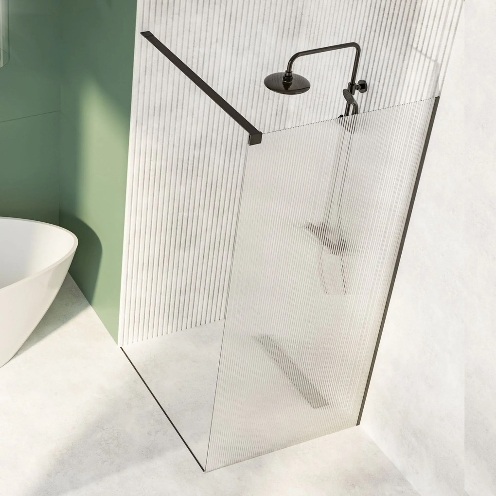 Massi Ścianka prysznicowa WALK IN FIX przezroczysta prostokątna ryflowana 8 mm ARTE WELLE Classic Clear | różne rozmiary