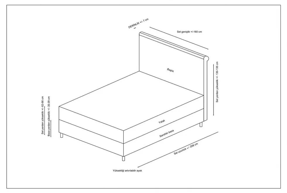 Beżowe łóżko boxspring ze schowkiem 160x200 cm Sonata – Kalune Design