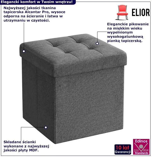 Ciemnoszara Pufa Składana D5-S78