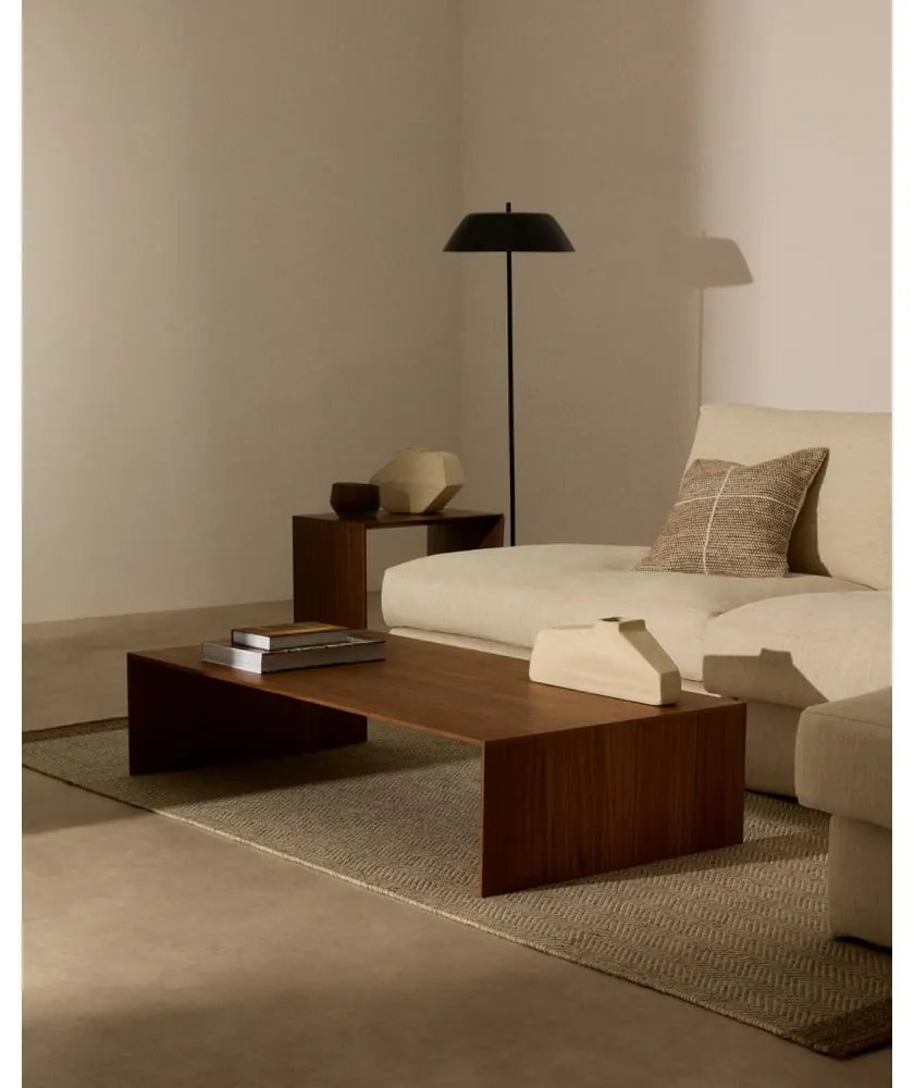 Stolik w dekorze orzecha w ciemnym naturalnym kolorze 70x140 cm Litto – Kave Home