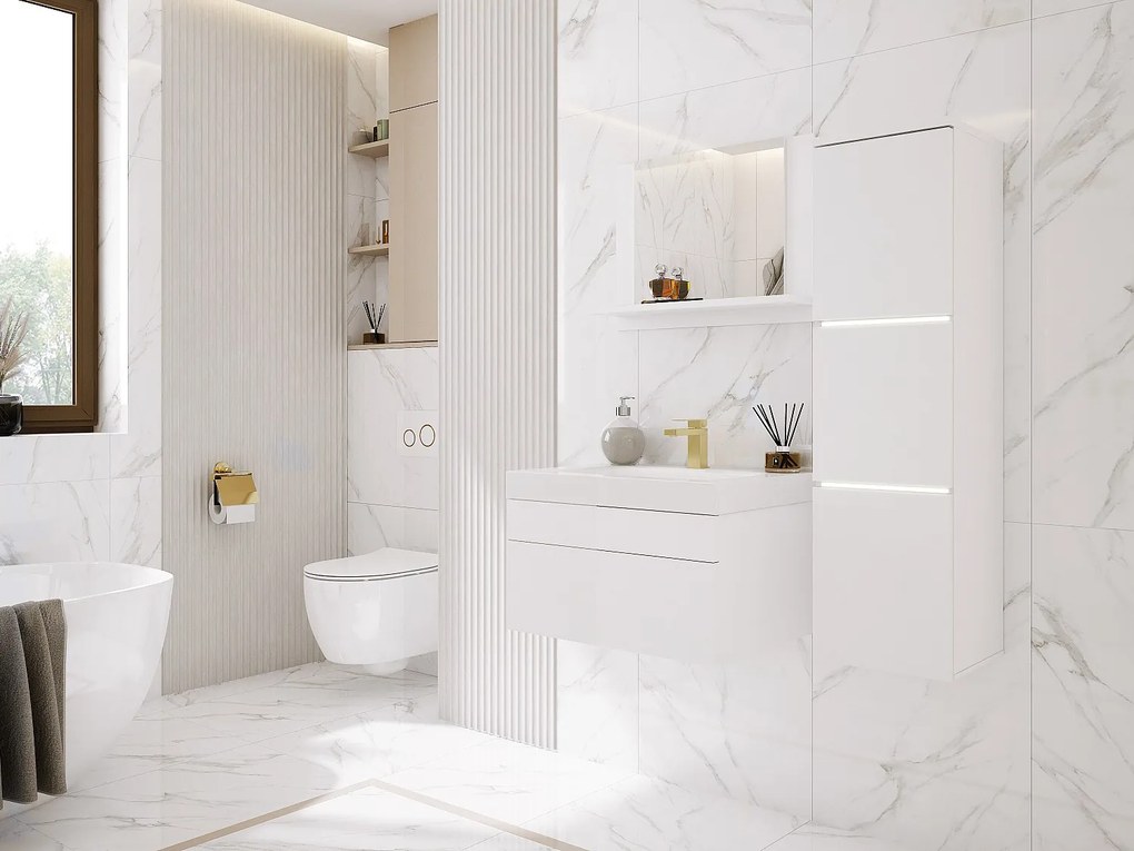 Zestaw mebli łazienkowych, Matowa biel, 90 x 110 cm