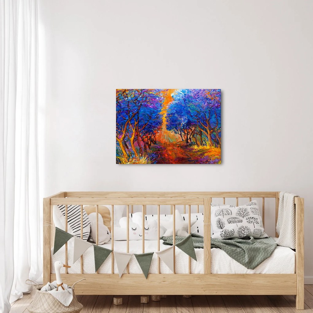 Obraz - Jesienne korony drzew, nowoczesny impresjonizm (70x50 cm)