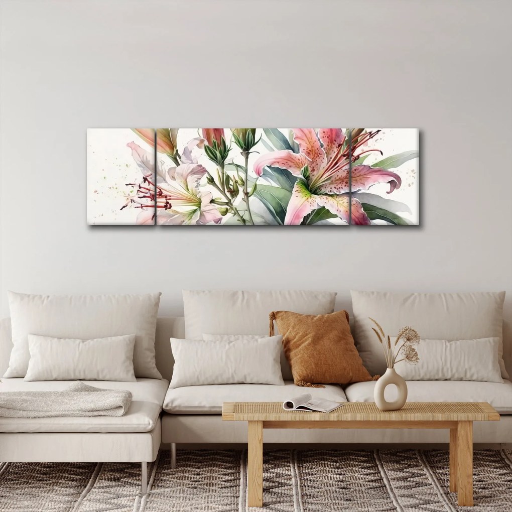 Obraz - Lilie, ilustracje (170x50 cm)