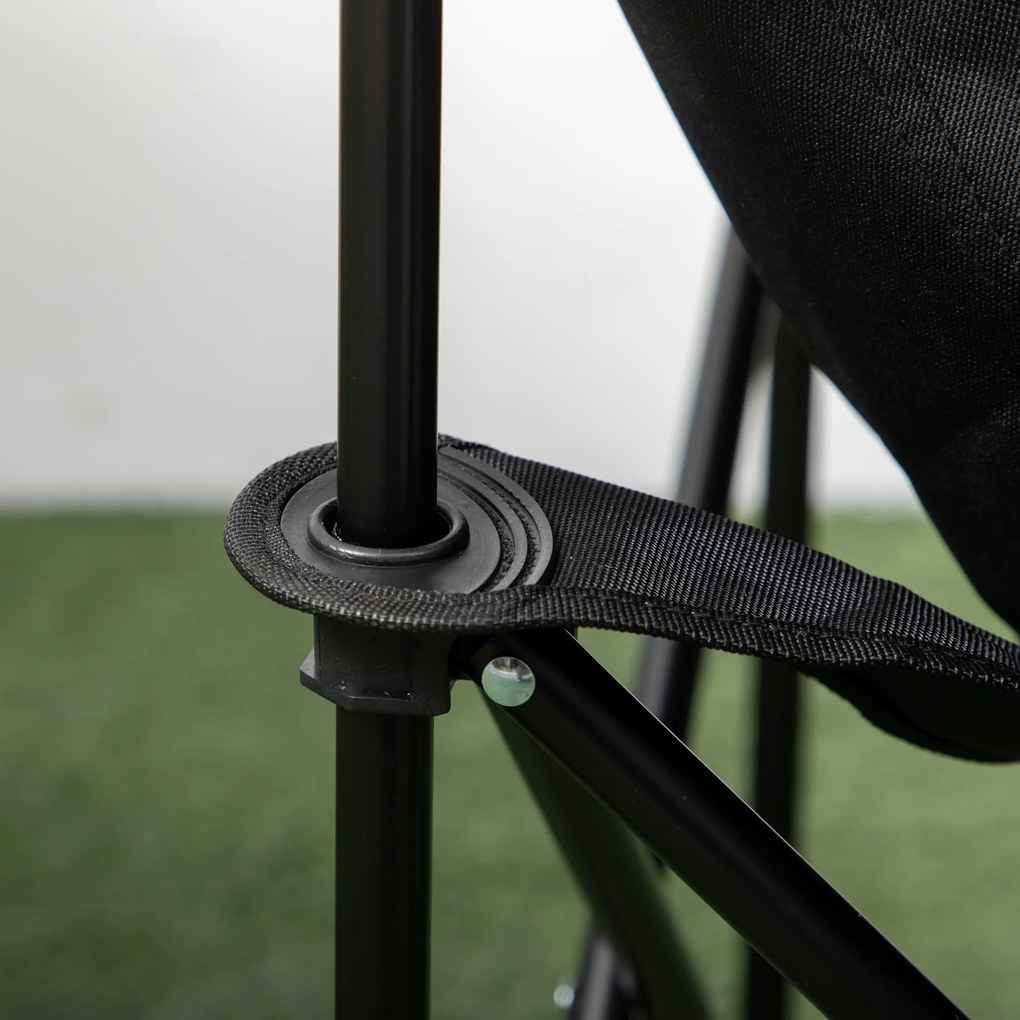 Składany krzesło campingowe Outsunny ze stalową ramą, siedziskiem z materiału, torbą, Czarne