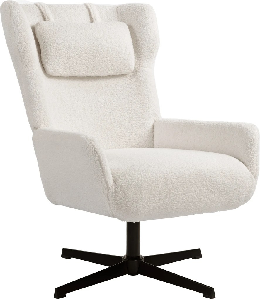 HOMCOM Fotel akcentowy, tapicerowany fotel z powłoką fleece, obrotowy, metalowa rama, kremowy