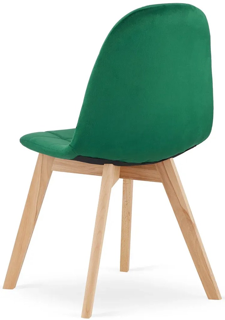 Zestaw zielonych drewnianych krzeseł welurowych 4 szt. D0-L73