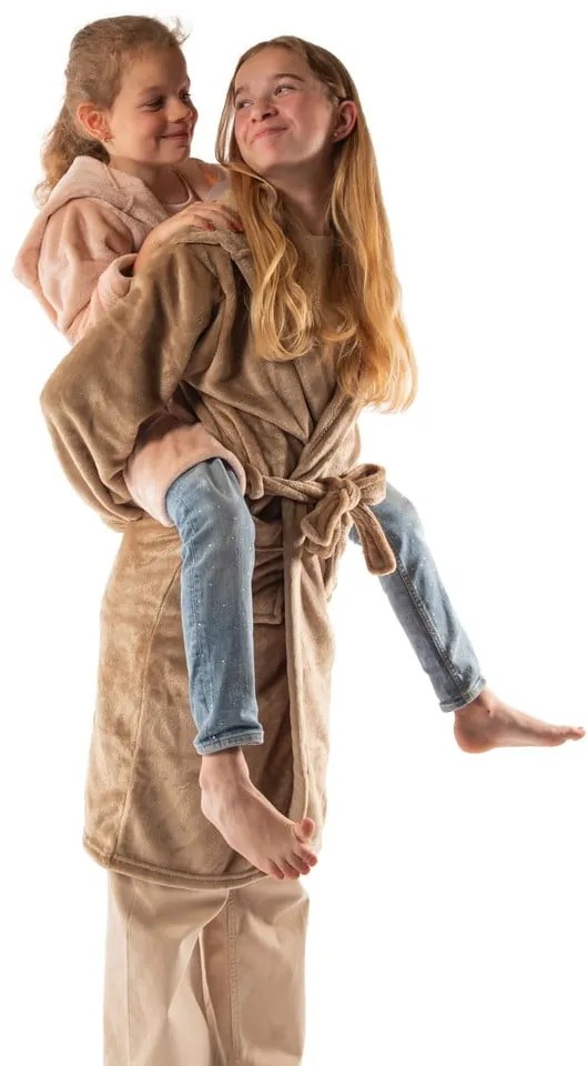 Różowy szlafrok dziecięcy z mikropluszu w rozmiarze 134-140 Delux – Tiseco Home Studio