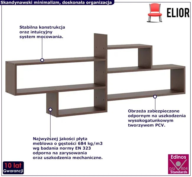 Minimalistyczna półka wisząca w kolorze wenge - Okri