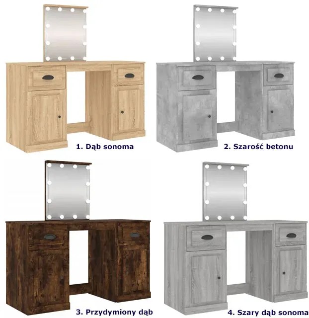 Duża toaletka do makijażu podświetlana dąb sonoma E1-N55