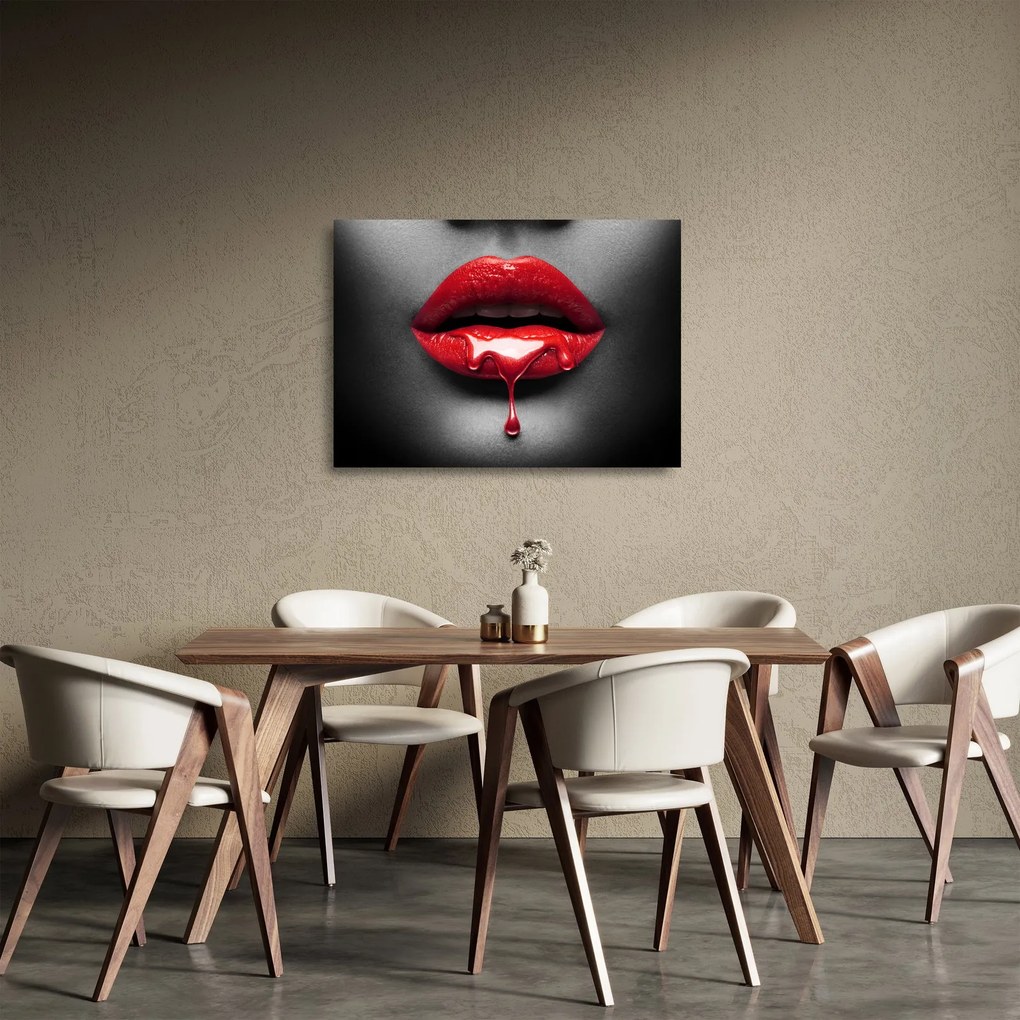 Obraz na szkle kobiecych ust (70x50 cm)