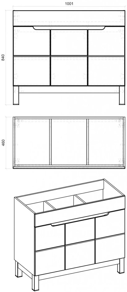 Szafka łazienkowa z umywalką 100 cm S3-L42