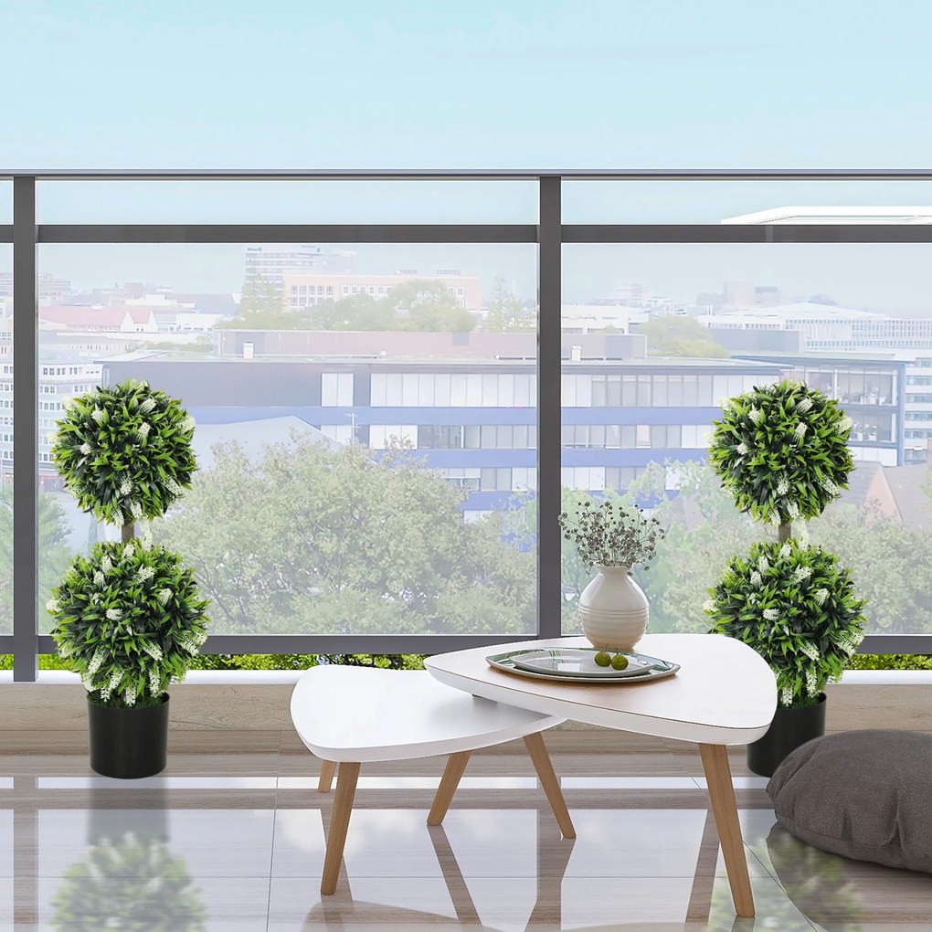 HOMCOM Zestaw 2 sztuk roślin sztucznych, odporna na UV roślina sztuczna w doniczce, 70 cm roślina do salonu, ogrodu