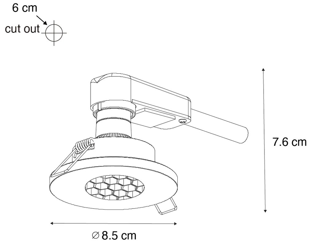 Zestaw 6 nowoczesnych, wpuszczanych reflektorów łazienkowych złote IP54 - Shed Honey