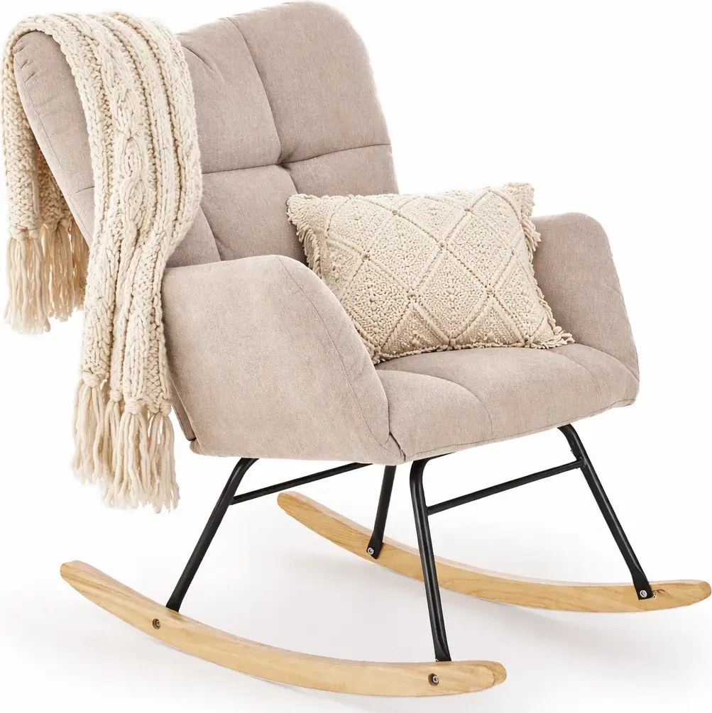 Beżowy pikowany fotel bujany A0-L27