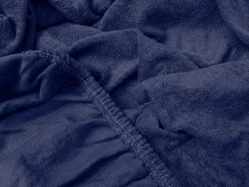 PrzytulneMieszkanie.pl Frotowe prześcieradło EXCLUSIVE granatowe 90 x 200 cm