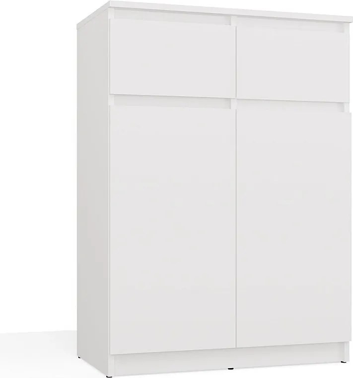 Komoda Malwa 2DD2S | Biała | 39,5x70x97 cm |Szafka 2 Drzwi 2 Szuflady