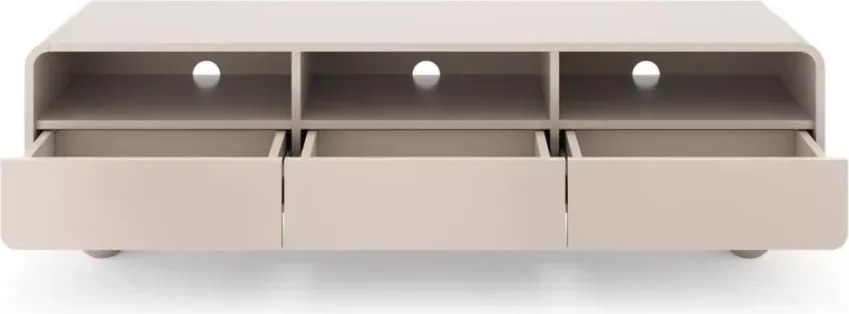 Nowoczesna szafka RTV 160 cm Lutario kaszmir – 3 szuflady, push to open