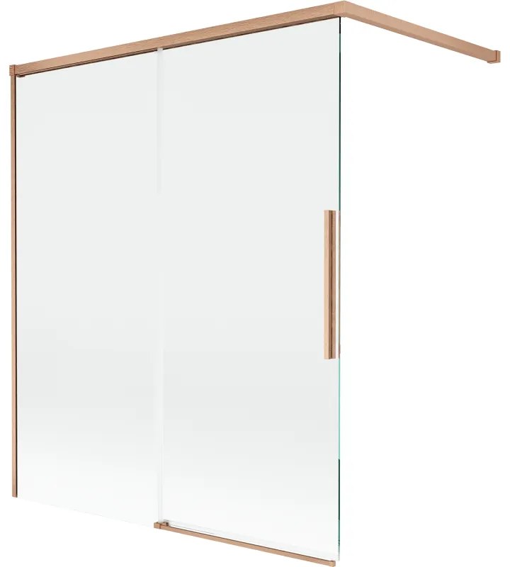 Mexen Rox parawan nawannowy 2-skrzydłowy rozsuwany 140 x 150 cm, transparent, miedź szczotkowana - 8C9-140-003-65-00
