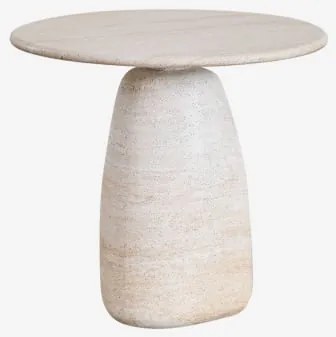 Okrągły Stolik Pomocniczy W Stylu Cementu Trawertyn Grebik Ø60 Cm - Sklum