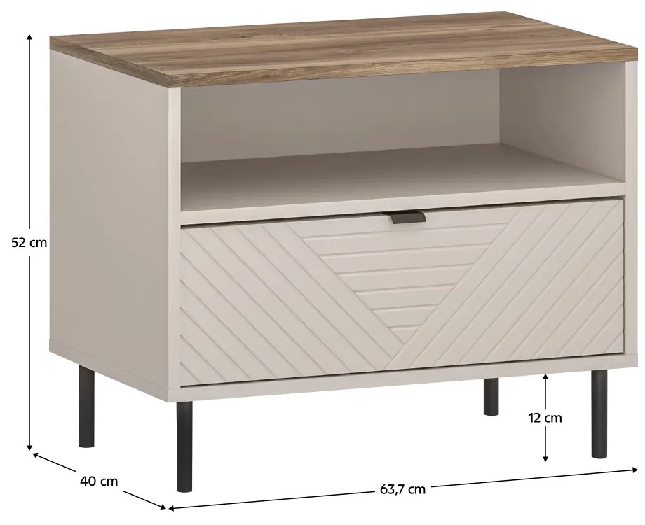 Szafka nocna EYCO 1S, kaszmir/dąb castello