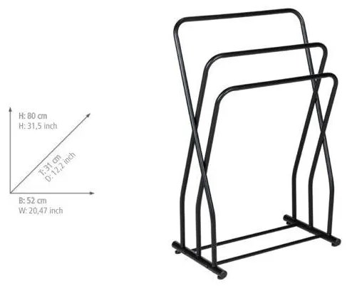 Wieszak na ręczniki z 3 drążkami, czarna stal lakierowana, GRANELLI, WENKO